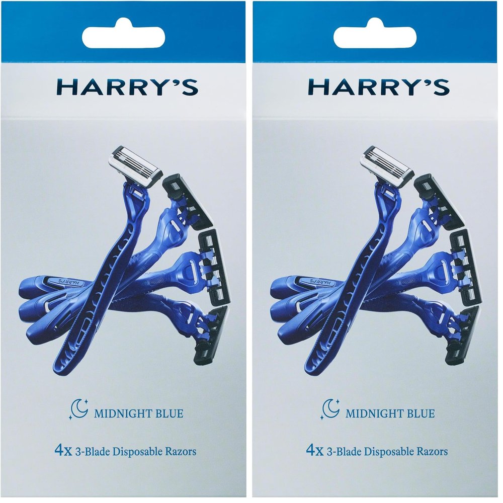 Harry's Men's Disposable Razors, 3-Blade Razors with Lubricating Strip and Pivoting Head, 4 Count (Pack of 2)