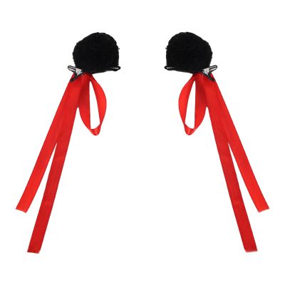 1 Pair The Film of Anime Hairpin Plush Bun Ribbon Hair Clip for Children Fashionable Little Girls Cosplay Headdress