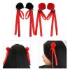 1 Pair The Film of Anime Hairpin Plush Bun Ribbon Hair Clip for Children Fashionable Little Girls Cosplay Headdress view 2