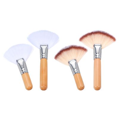 Shimmeroo 4 Pieces Facial Brushes Esthetician,Fan Brush Makeup Highlighter Brush Makeup Fluffy Facial Make Up Brushes with Long & Short Handle for Highlighting Eyeshadow
