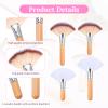 Shimmeroo 4 Pieces Facial Brushes Esthetician,Fan Brush Makeup Highlighter Brush Makeup Fluffy Facial Make Up Brushes with Long & Short Handle for Highlighting Eyeshadow view 2