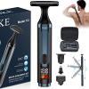 FOKE Back Shaver for Men, Ultra-Wide 1.8" T-Shaped Head, Travel Case, LED 4 in 1 Mens Back Shaver Rechargeable with Long Handle, Safety Lock, IPX7, Multi-Functional Back Trimmer for Men, (Steel Blue) view 1