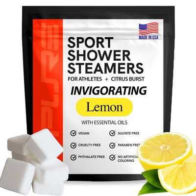 Sport Shower Steamers - Made in USA with Natural Lemon Essential Oil, Aromatherapy, Stress and Sinus Relief, Muscle Recovery for Athletes, Best Christmas Stocking Stuffers for Runners
