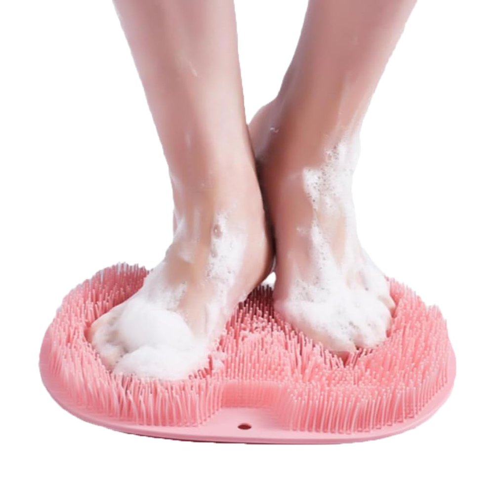2025 New Shower Foot B ack Scrubber Massage Pad Back Cleaning Pad,Shower Foot Scrubber Mat with Non-Slip Suction Cups,Back Washer Exfoliating Bath Wash Pad (Pink)