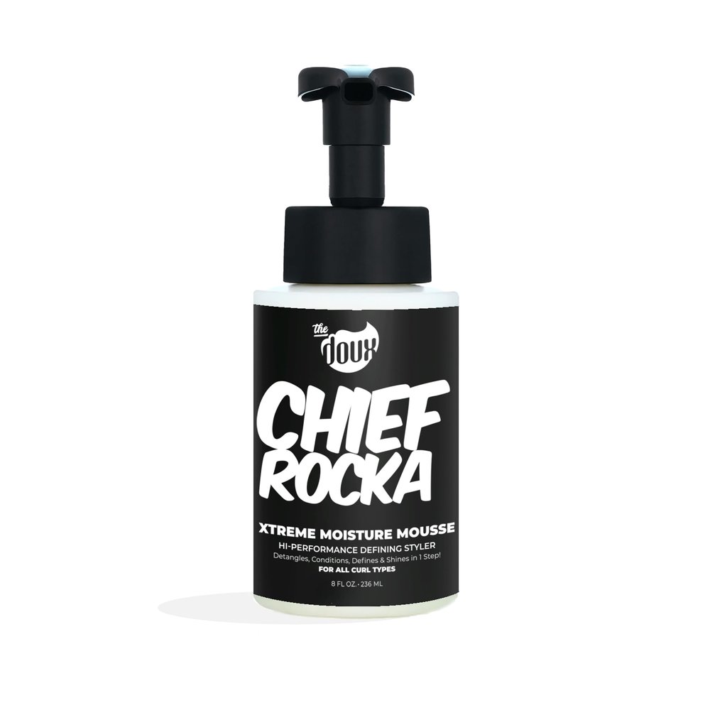 Chief Rocka Xtreme Moisture Mousse for Curly Hair  Curl Defining Hair Mousse for Women with Lasting Hold, Frizz Control & Shine  Styling Foam for Wavy Hair, Coily Hair & Natural Hair Products, 8oz