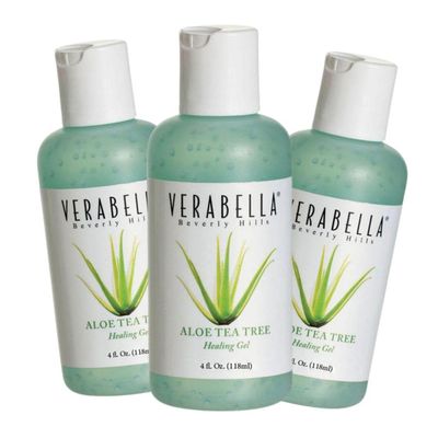 VERABELLA Aloe Tea Tree Healing Gel, Soothing & Calming Astrigent Moisturizer for Oily/Acne-Prone Skin, 4 oz. (3)