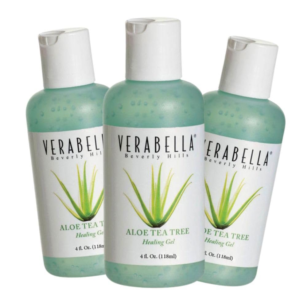 VERABELLA Aloe Tea Tree Healing Gel, Soothing & Calming Astrigent Moisturizer for Oily/Acne-Prone Skin, 4 oz. (3)