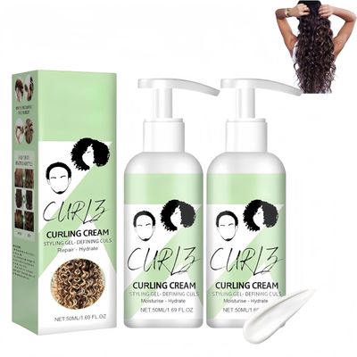Curl Defining Cream, Hair-Volumizing Cream for Curly Hair Anti Frizz, Moisturizing, Smoothing for All Natural Textures (2 Pcs)