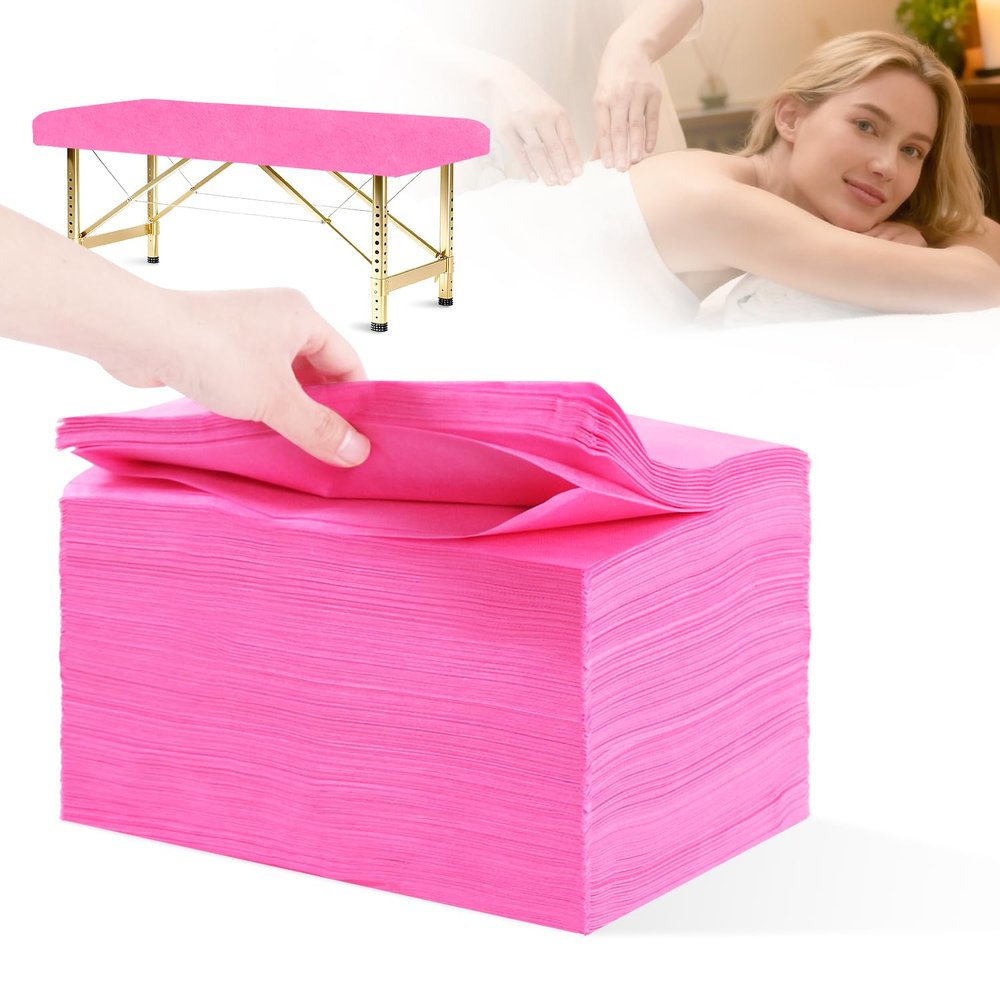 100 PCS Pink Disposable Massage Table Sheets 31"x71" Waterproof Anti-Slip Breathable - For Lash Extension Studios