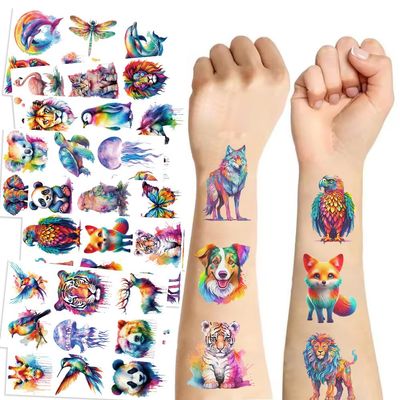 20sheet(120 patterns) Watercolor Animals Temporary Tattoo for teens, for teen Body Arm Shoulder Tattoos Stickers, Birthday Party Decoration Supplies Gifts for teens,Class Prizes, Carnival Rewards