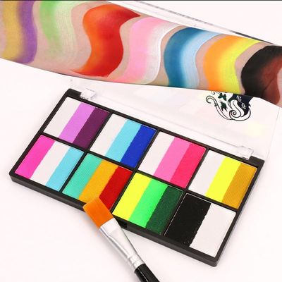 8 Compartments 23 Colours Rainbow Water Soluble Face Paint Set with Brushes Party Music Festival Makeup Oil Body Paint Face Paint Painting Opera Face Paint