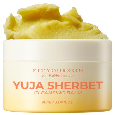 FIT YOUR SKIN Yuja Sherbet Cleansing Balm - Korean Makeup Remover with Citron Extract Vitamin C Oil Cleanser Moisturizing Sebum Control Gentle Pore Care - Fresh Yuzu Scent, 3.04 fl.oz