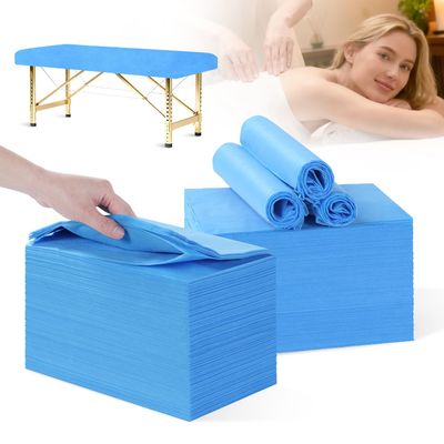 Disposable Bed Sheets 200 Pcs 31" x 71" Breathable Non Woven Fabric - Massage Table Sheets & SPA Bed Cover for Massage, Beauty, Tattoos (Blue)