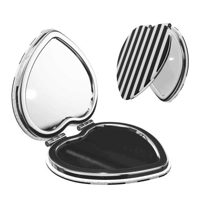 LHBWCVN Compact Mirror for Purse, Handheld 2 Sided 1X/2X Magnifying Makeup Mirror for Women Men, Black & White Stripe Cosmetic Mirror Foldable Mini Vanity Mirror Portable Travel Mirrors