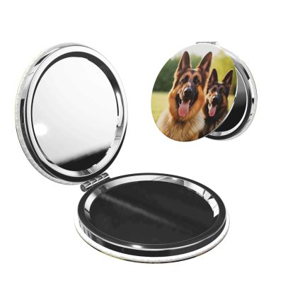 LHBWCVN Compact Mirror for Purse, Handheld 2 Sided 1X/2X Magnifying Makeup Mirror for Women Men, Happy German Shepherd Cosmetic Mirror Foldable Mini Vanity Mirror Portable Travel Mirrors