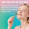 LSXKAMIX Jade Roller Gua Sha Tools - Nature Gua Sha Facial Tool Skin Tightening Face Massager Anti-Aging Jade Face Roller Puffiness Reducing Guasha Stone for Women MenGreen view 2