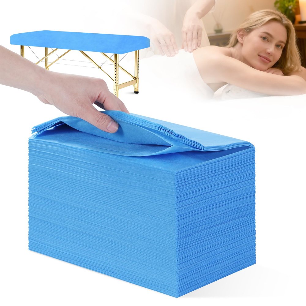 100 PCS Blue Disposable Massage Table Sheets 31"x71" Waterproof Anti-Slip Breathable - For Tattoo Shops