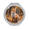 ERSTSNCK Sly Fox Compact Mirror for Purse, Double-Sided 1x/2x Magnifying Metal Pocket Makeup Mirrors, Folding Mini Vanity Mirror, Handheld Round Travel Cosmetic Mirrors for Women view 1