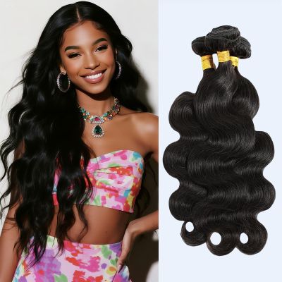 12A Body Wave Human Hair Bundles 12 14 16 Inch Brazilian Virgin Human Hair Unprocessed Raw Remy Weave Natural Color 3 Bundle Set for Women