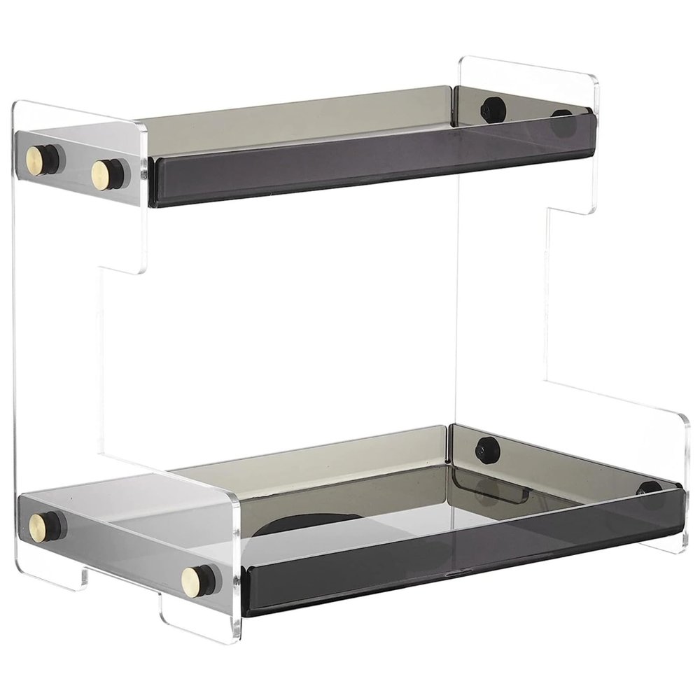 2-Tier Clear Acrylic Vanity Organizer for Bathroom Countertop, Tiered Cosmetic, Skincare, Perfume, Jewelry Storage Rack, Desktop Stand Holder