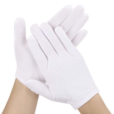 6 Pairs White Cotton Gloves Large for Dry Hands, Moisturizing Spa Glove for Women Men Breathable Gloves