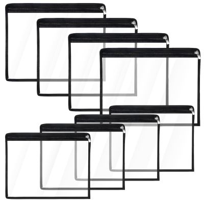 8 Transparent Zipper Pouches, Multi-Purpose Waterproof PVC Storage Bags, Perfect for Organizing Cosmetics & Documents