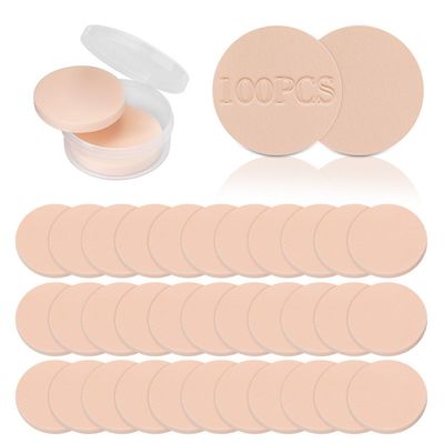 100 Count Round Makeup Sponges With Storage Box, Ultra-Soft Blenders For Face, Eye, And Beauty Routine, Dual-Use Powder Puffs For Dry Or Wet Application