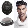 Hair Wonders Hair System For Men Fine Mono Mens Hairpiece Real Human Hair Replacement Systems Poly Skin Mens Toupee Protesis Capilar Hombre 6X8-120% Density 1B20# #1B20 Off Black+20% Gray view 1
