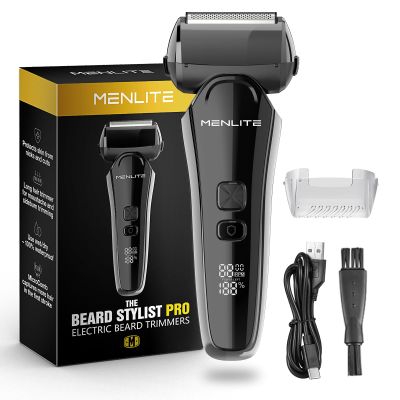 MENLITE Electric Shaver for Men,3 Floating Blade Beard Trimmers,Waterproof Foil Shaver,Cordless Rechargeable with Pop Up Sideburns Trimmer,Portable Mens Travel Facial Hair Groomer