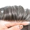 Hair Wonders Hair System For Men Fine Mono Mens Hairpiece Real Human Hair Replacement Systems Poly Skin Mens Toupee Protesis Capilar Hombre 7X9-120% Density 220# 2# DARKEST BROWN+20% GREY view 4