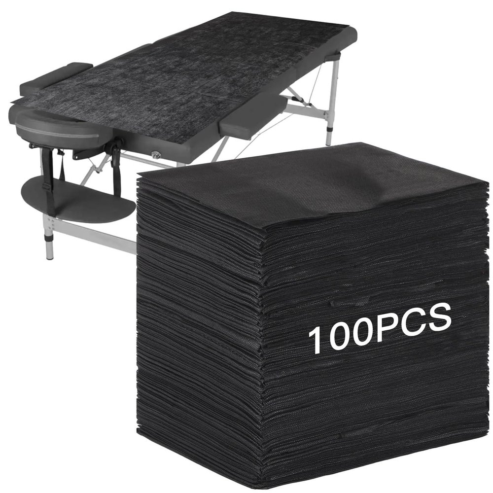 100-Pack Disposable Bed Covers For Lash And Massage Tables, Waterproof Non-Woven Black Sheets, 31 X 71 Inches, Convenient Spa Essential For Hygiene And Comfort