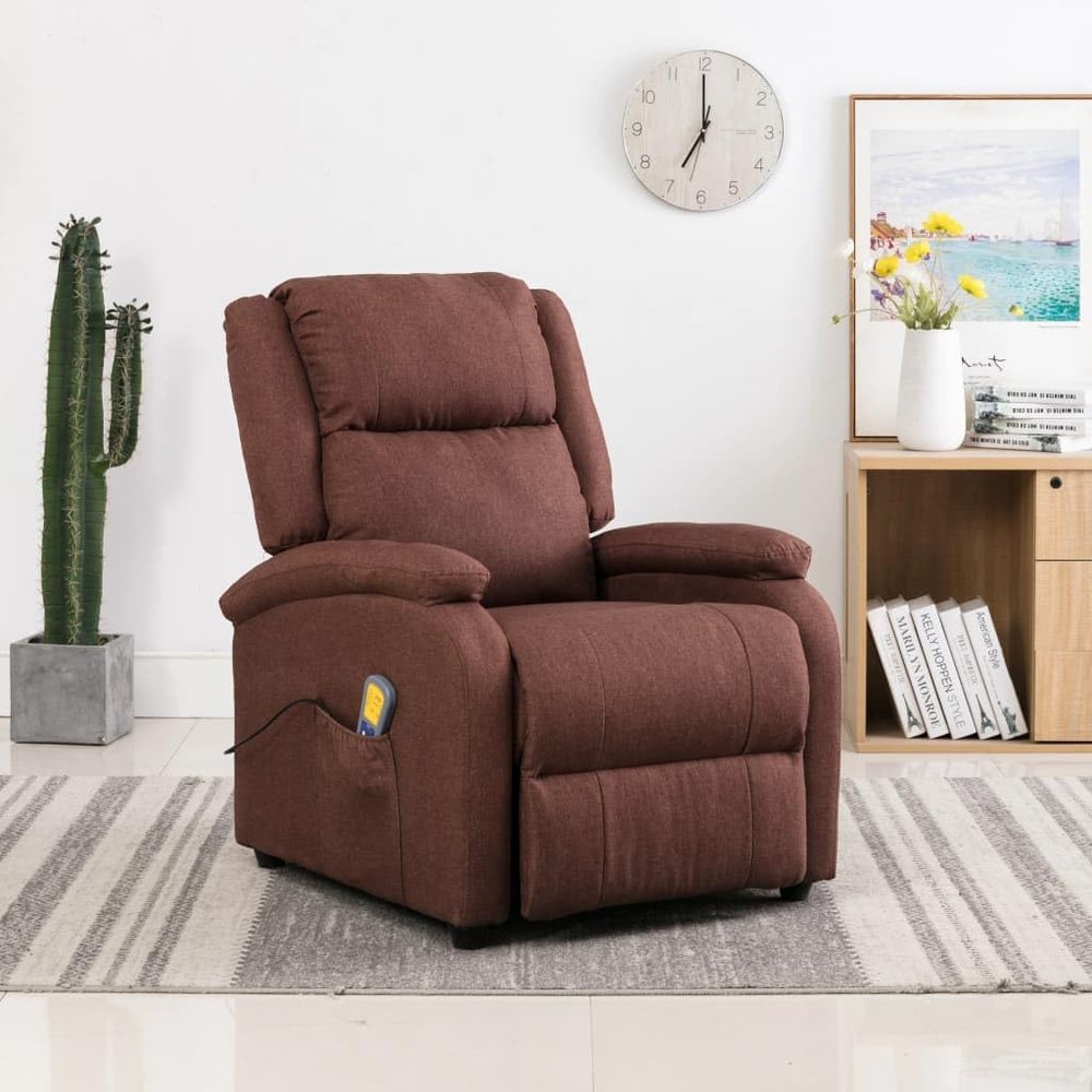 AMBERARD Massage Chair Brown 100% Polyester Massaging Chairs