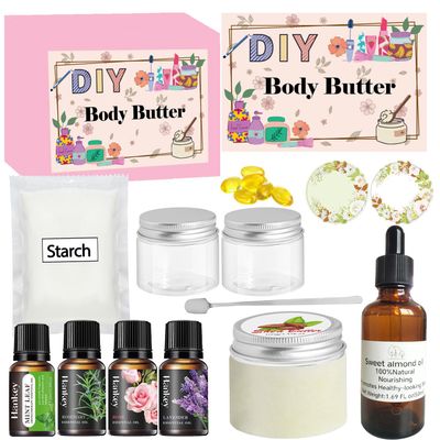 DINGTU Body Butter Making Kit- Shea Butter Lotion Making Kit, DIY Crafts for Adults, Organic Shea Butter Natural Whipped Body Butter Maker Skin Care Gifts for Women