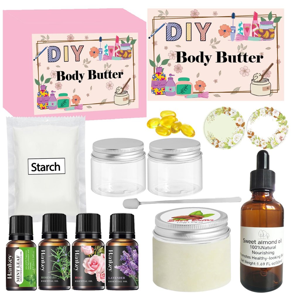 DINGTU Body Butter Making Kit- Shea Butter Lotion Making Kit, DIY Crafts for Adults, Organic Shea Butter Natural Whipped Body Butter Maker Skin Care Gifts for Women