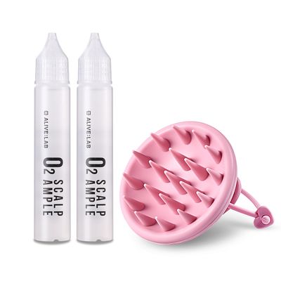 ALIVELAB O2 Scalp Ample (2 x 0.85 fl.oz) & Clean Scalp Shampoo Brush Massager