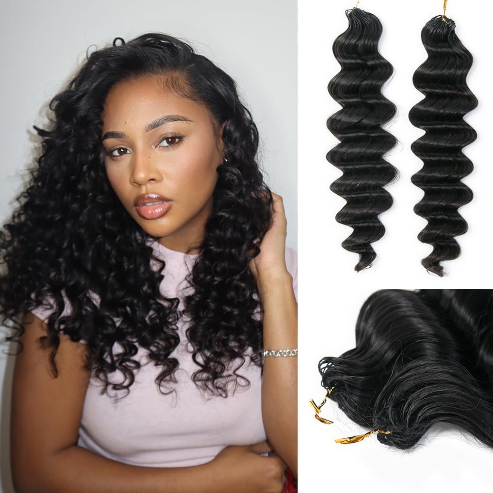 YWIGS Pre-Separated Human Crochet Hair Loose Deep Wave Crochet Hair Human Hair Knotless Crochet Human Hair Extensions 18" NC 100 Strands