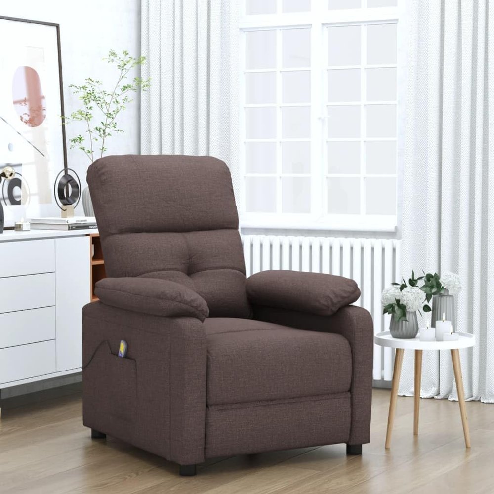 AMBERARD Massage Chair Dark Brown Fabric Massaging Chairs