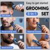 5-in-1 Electric Beard Trimmer Magnetic Replacement Heads, Professional Cordless Hair Clippers for Men Rechargeable, IPX7 Waterproof Grooming Kit for Face, Mustache, Body, Nose, Gifts for Men (Blue) view 2