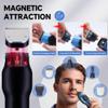 5-in-1 Electric Beard Trimmer Magnetic Replacement Heads, Professional Cordless Hair Clippers for Men Rechargeable, IPX7 Waterproof Grooming Kit for Face, Mustache, Body, Nose, Gifts for Men (Blue) view 3