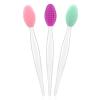 3 Pcs Lip Scrub Brush,Double-Sided Silicone Exfoliating Tool for Dark Lips,Lip Scrubber Exfoliator,Pore Cleaning Brush for Men Women Lip Lightening(Pink+Purple+Green) view 1