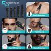 5-in-1 Electric Beard Trimmer Magnetic Replacement Heads, Professional Cordless Hair Clippers for Men Rechargeable, IPX7 Waterproof Grooming Kit for Face, Mustache, Body, Nose, Gifts for Men (Black) view 3