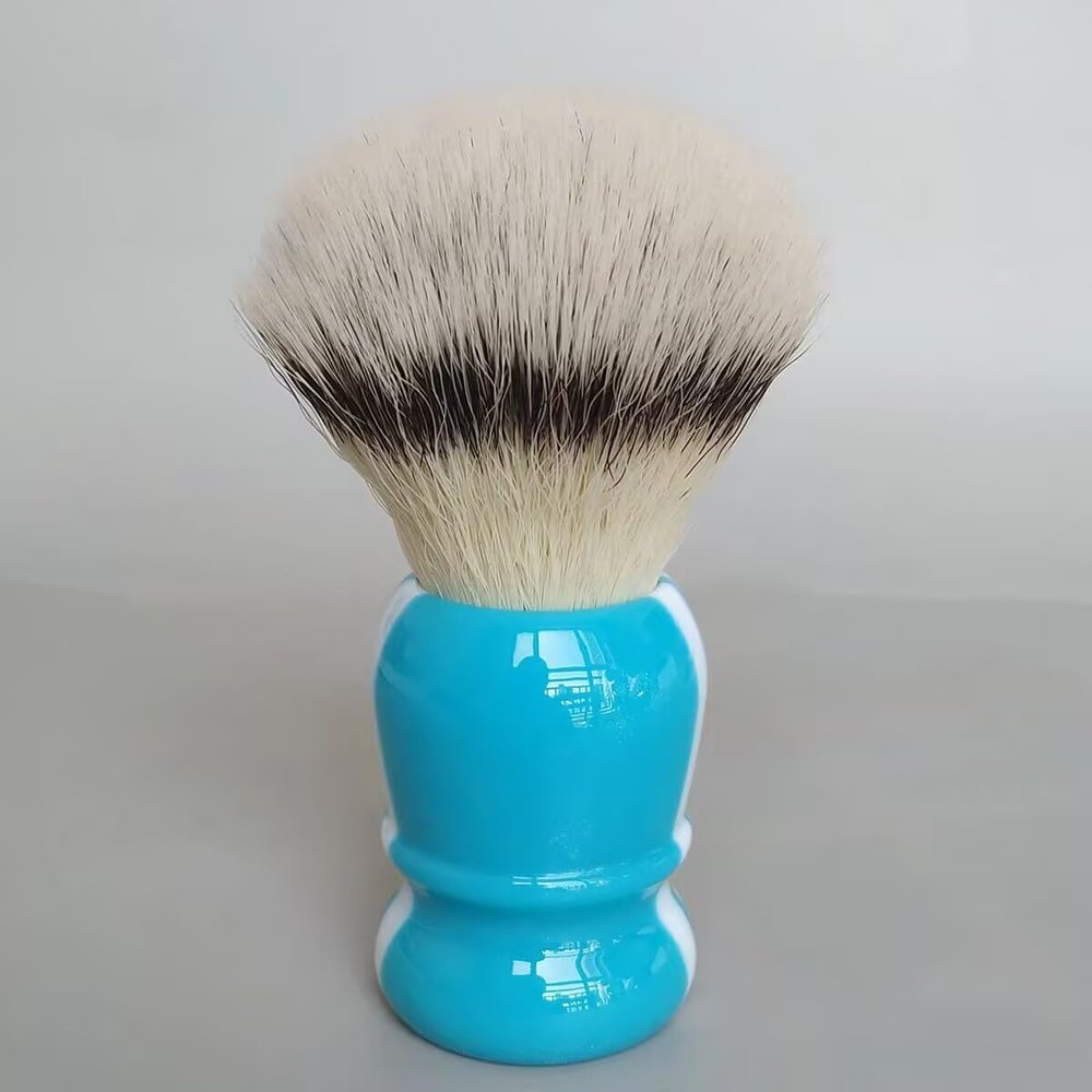 Dscosmetic 2025 CN6 Vegans Synthetic Hair Shaving Brush for Men's Personal and Professional Shaving Gift to Father Husband (bule with white stripes)