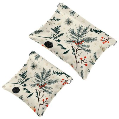 2Pcs Christmas Leaves-95 Pocket Cosmetic Bag for Purses, Waterproof Makeup Bag Cosmetic Pouch, Portable No Zipper Makeup Bag