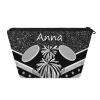 Skonsati Custom Cheerleader Makeup Bag Personalized Cheer Cosmetic Bag with Name Travel Cosmetic Makeup Bag Gifts Toiletry Bags for Women, Silver Black view 1