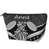 Skonsati Custom Cheerleader Makeup Bag Personalized Cheer Cosmetic Bag with Name Travel Cosmetic Makeup Bag Gifts Toiletry Bags for Women, Silver Black view 2