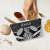 Skonsati Custom Cheerleader Makeup Bag Personalized Cheer Cosmetic Bag with Name Travel Cosmetic Makeup Bag Gifts Toiletry Bags for Women, Silver Black view 3