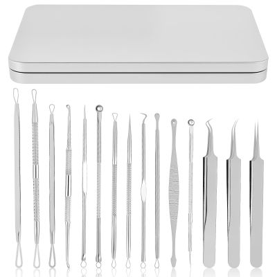 15Pcs Pimple Popper Tool Kit, Stainless Steel Blackhead Remover Kit with Anti Slip Handle, Pimple Extractor Tool for Blackheads, Blemish, Comdone, Acne, Zit, and Whiteheads