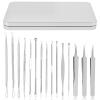 15Pcs Pimple Popper Tool Kit, Stainless Steel Blackhead Remover Kit with Anti Slip Handle, Pimple Extractor Tool for Blackheads, Blemish, Comdone, Acne, Zit, and Whiteheads view 1
