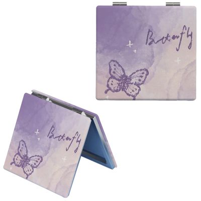 2 Pcs Hand Held Mirror, Purple Butterfly Double-Sided Patterns, 2.6x2.8 ln 2X Magnifying, Small Compact Mirror for Girls' Pockets Purses & Travel, ldeal for Friend/Girls/Mom/Wife/Teen/Daughter