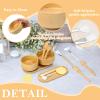 14 Pcs Bamboo Esthetician Supplies 2 Face Mask Mixing Bowls 2 Fan Brushes Esthetician 2 Flat Facial Brushes 2 Mask Spatulas 2 Facial Cream Spoons 2 Skincare Trays 2 Round Compressed Facial Sponges view 3